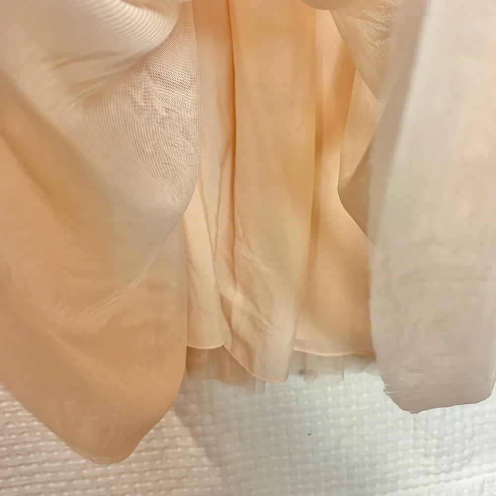 Eloquii Nabela Noor Peach Pink Tiered Puff Sleeve Glinda Style Dress Size 16 NEW - Picture 10 of 14